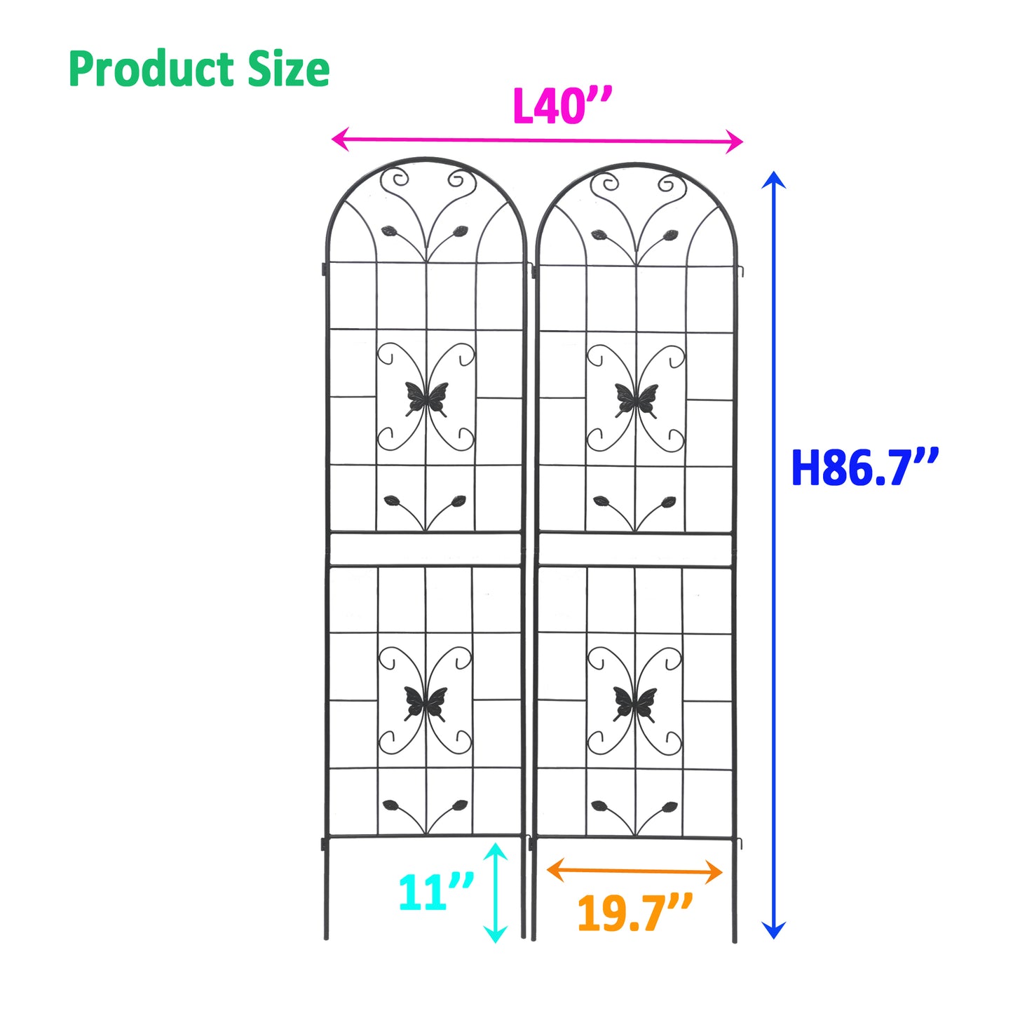 2 Pack Metal Garden Trellis 86.7  X 19.7  Rustproof Trellis For Climbing Plants Outdoor Flower Support Black