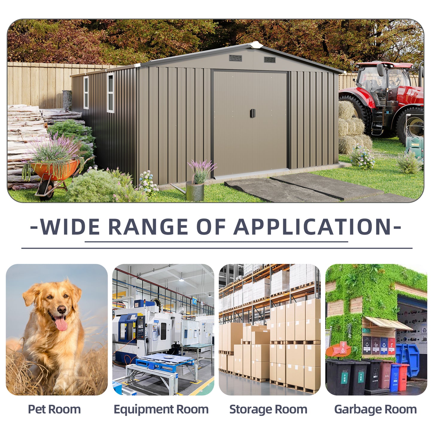 Campcraft 10x12ft  0.25mm Color Steel Plate, Surface Protective Film, Two Daylight Windows, A Practical And Thoughtful Gift,two Colors Can Be Freely Selected Storage Sheds