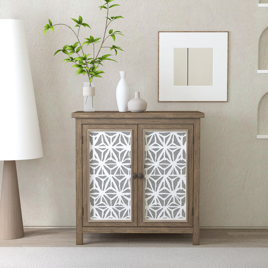 Rustic Natural Aged Brown Solid Wood Transitional Storage Cabinet 31.89 Wide Vintage-Style Organizer For Living Room, Entryway, Or Family Room