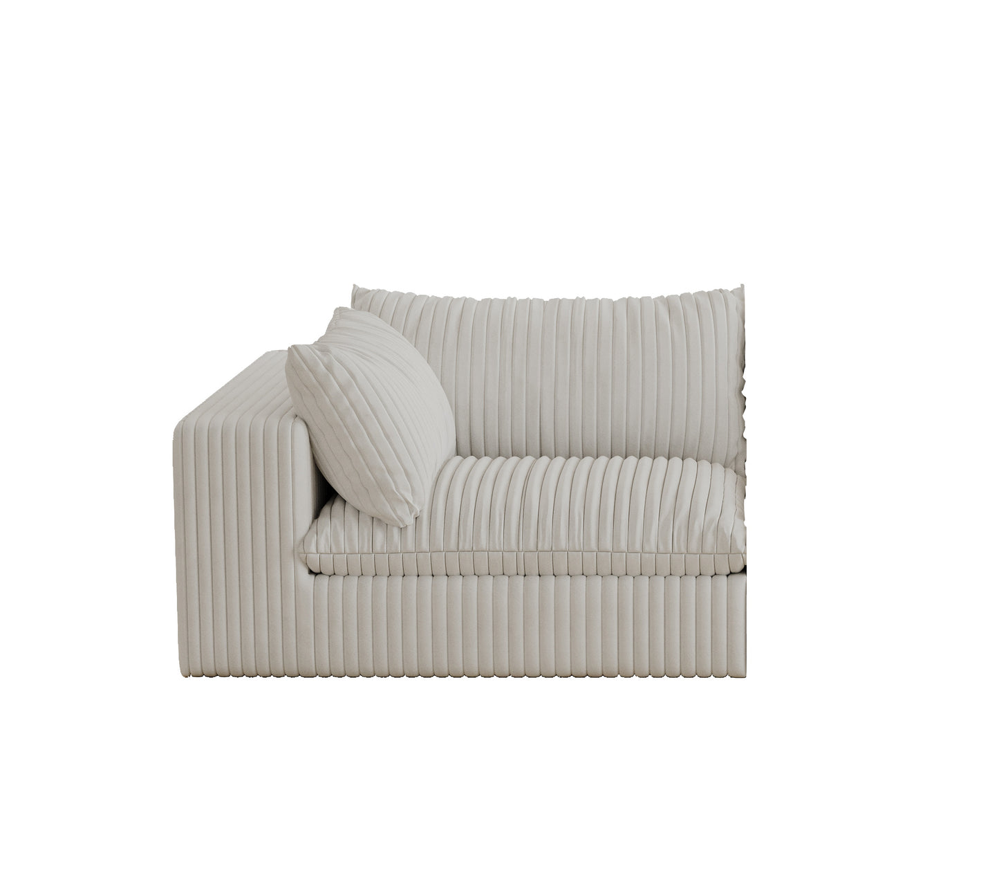 Cloud Sofa,Corduroy Fabric,Deep Seat Couches,Double-layer Design,Removable  Cushion,No Assembly, DIY Combination For Living Room, Bedroom,Conference Room ,Apartment,White
