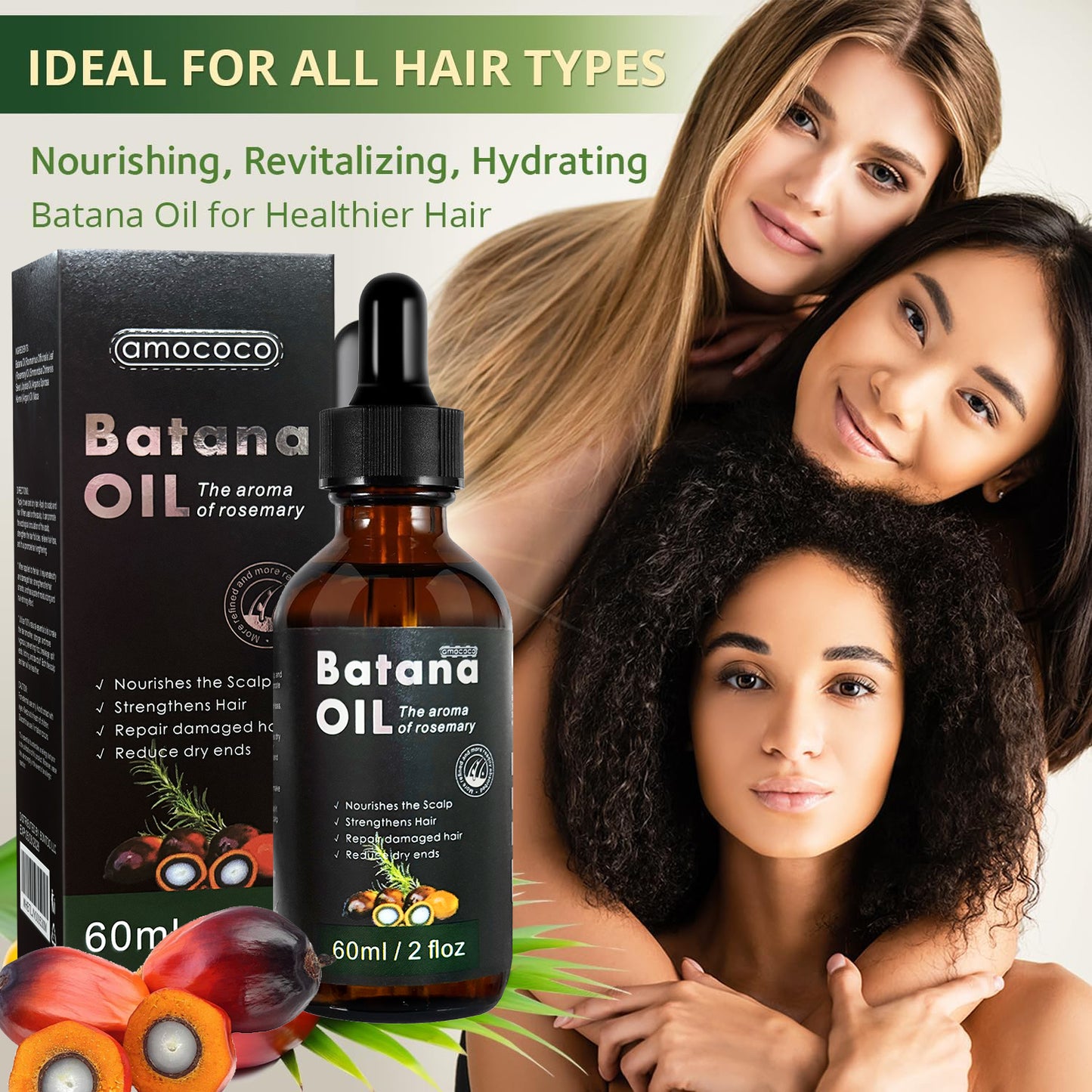 Only Supports Self Pickup With Waybill Amococo Batana Oil With Rosemary Cold Pressed Natural Hair Growth Oil, Nourishes Scalp, Repairs Damaged Hair, Reduces Split Ends, Boosts Hair Thickness &