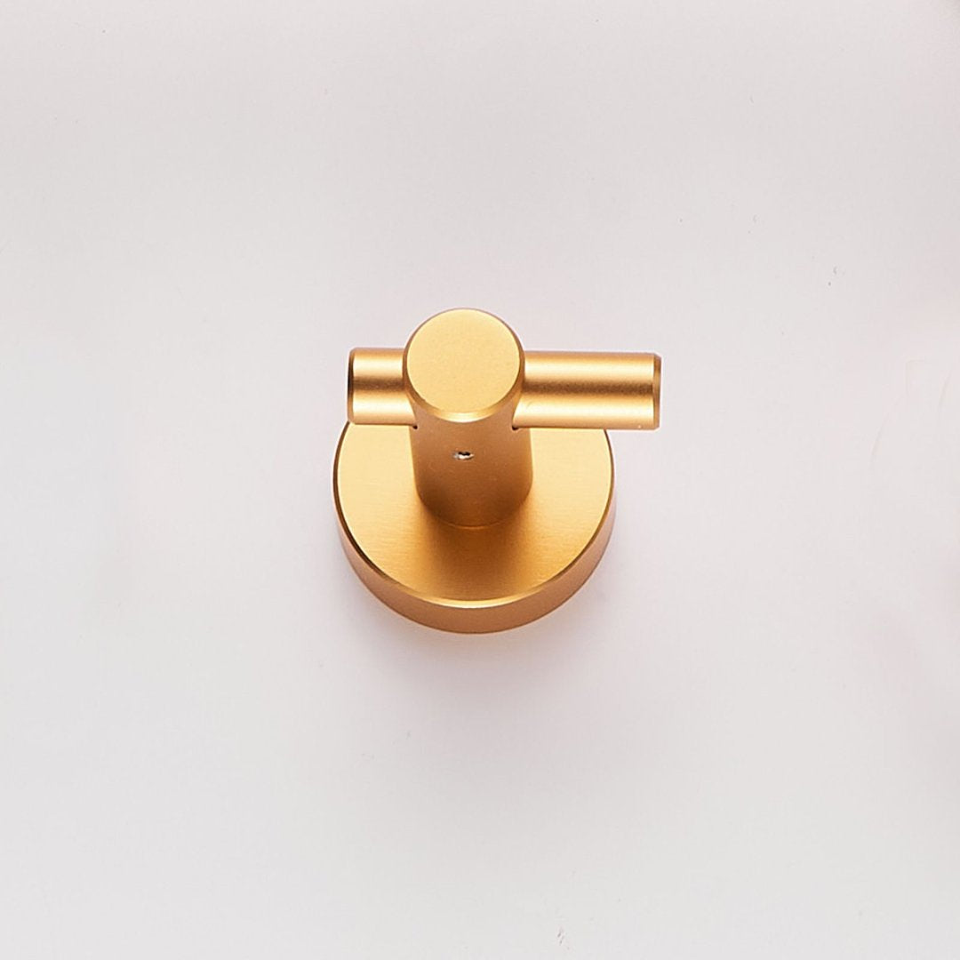 Round Base Wall Hanging Hook With Screws- Brushed Gold Hook, 2 Pack, For Entry Shoe Cabinet, Wardrobe Bathroom Bedroom Furniture Hardware