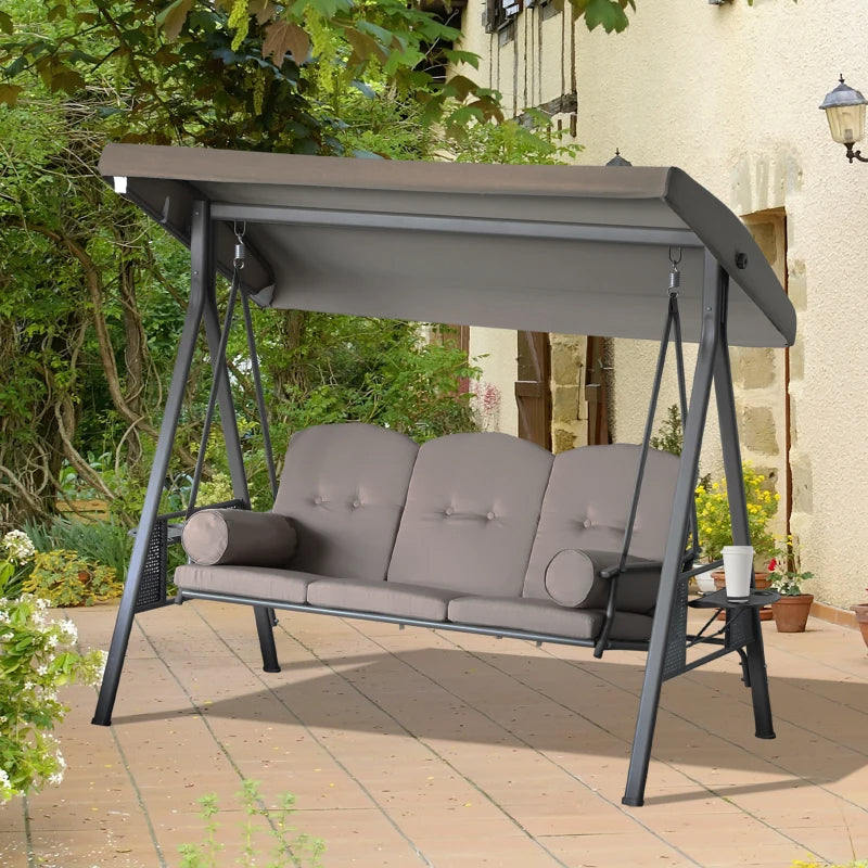 3-Seat Patio Swing Chair, Outdoor Porch Swing Glider With Adjustable Canopy, Removable Cushion, Multiple Packages Shipped. Please Pay Attention To The Dimensions And Weight In The Details.