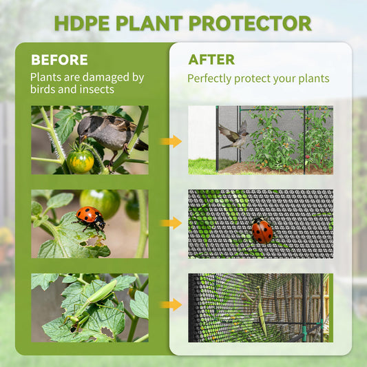 Crop Cage, Plant Protection Tent With Zippered Door, Plant Protector From Animals For Vegetables Flowers Fruits, Black