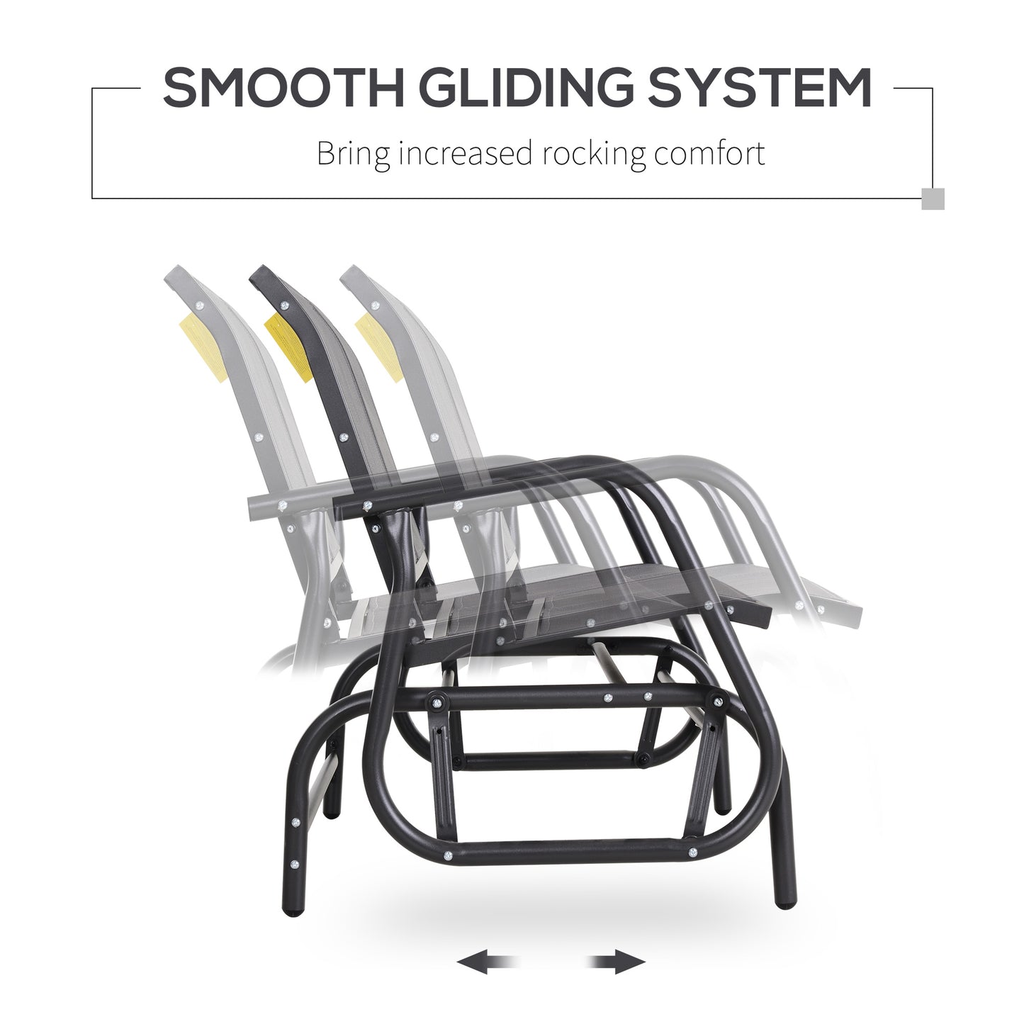 2-Person Outdoor Glider Bench Patio Double Swing Rocking Chair Loveseat W/Power Coated Steel Frame For Backyard Garden Porch, Grey