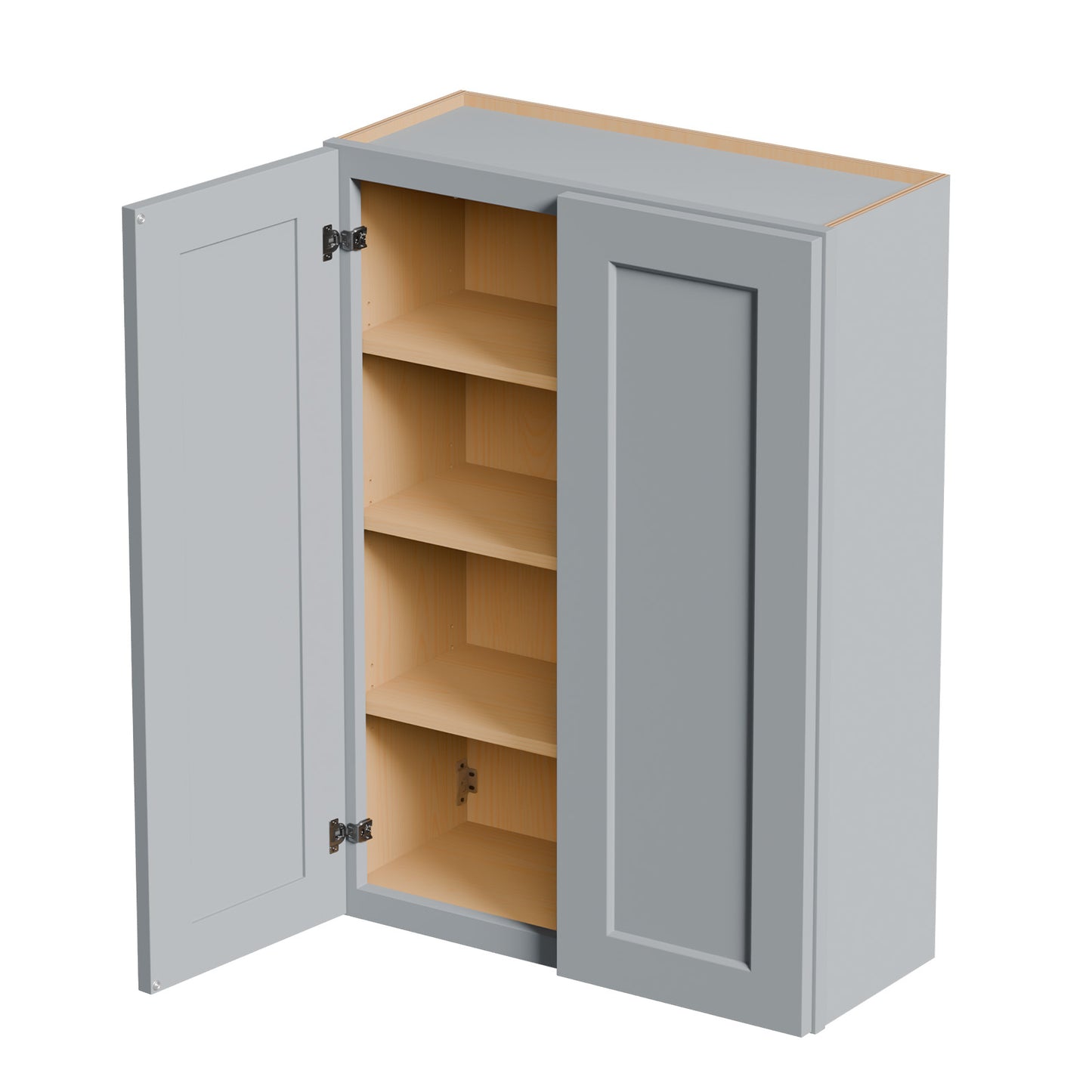 Gray Shaker Solid Wood Wall Cabinet With Soft-Close Doors, Adjustable Shelves - 30  Double Door Storage For Kitchen, Bathroom, Laundry, Garage  Easy Assembly, 30 W X 12 D X 42 H