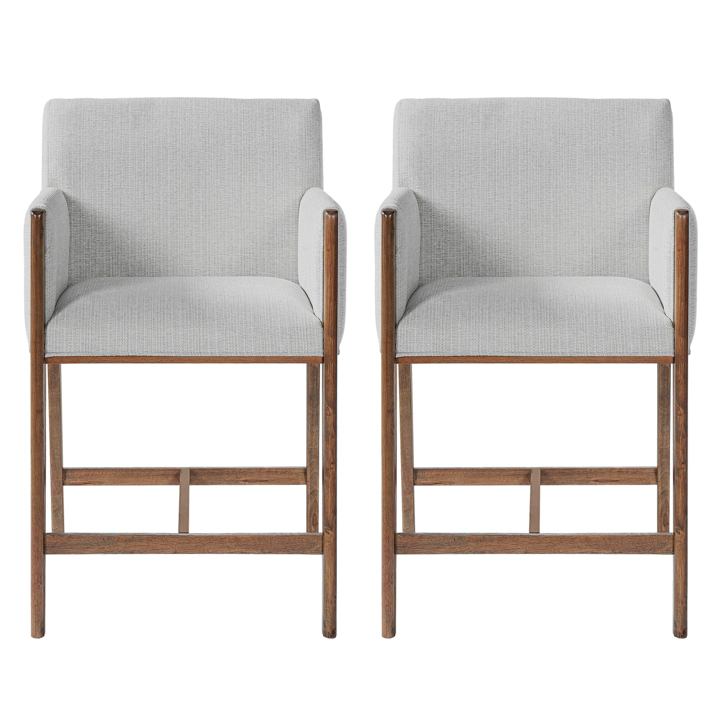 24 Seat Height Upholstered Counter Stools With Arms For Kitchen Island Dining Room, Set Of 2