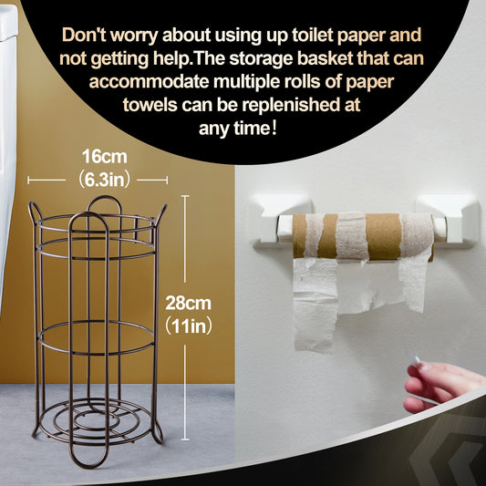 Toilet Paper Holder Holder With Shelf,Bathroom With Toilet Convenient Shelf, Holds Mega Rolls, Phone,Brown