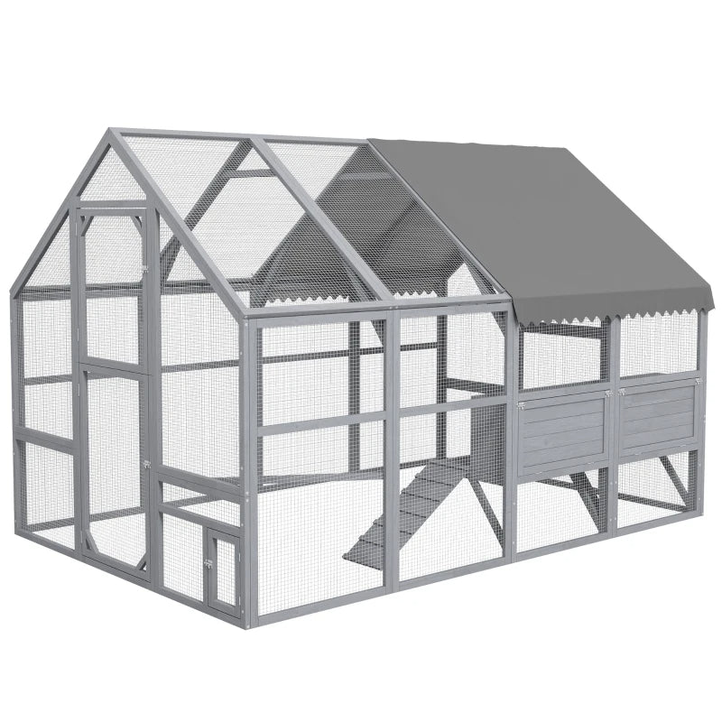 Large Chicken Coop With Nesting Box, Water-Resistant And Anti-UV Cover For 8-12 Chickens, GrayMultiple Packages Shipped. Please Pay Attention To The Dimensions And Weight In The Details.