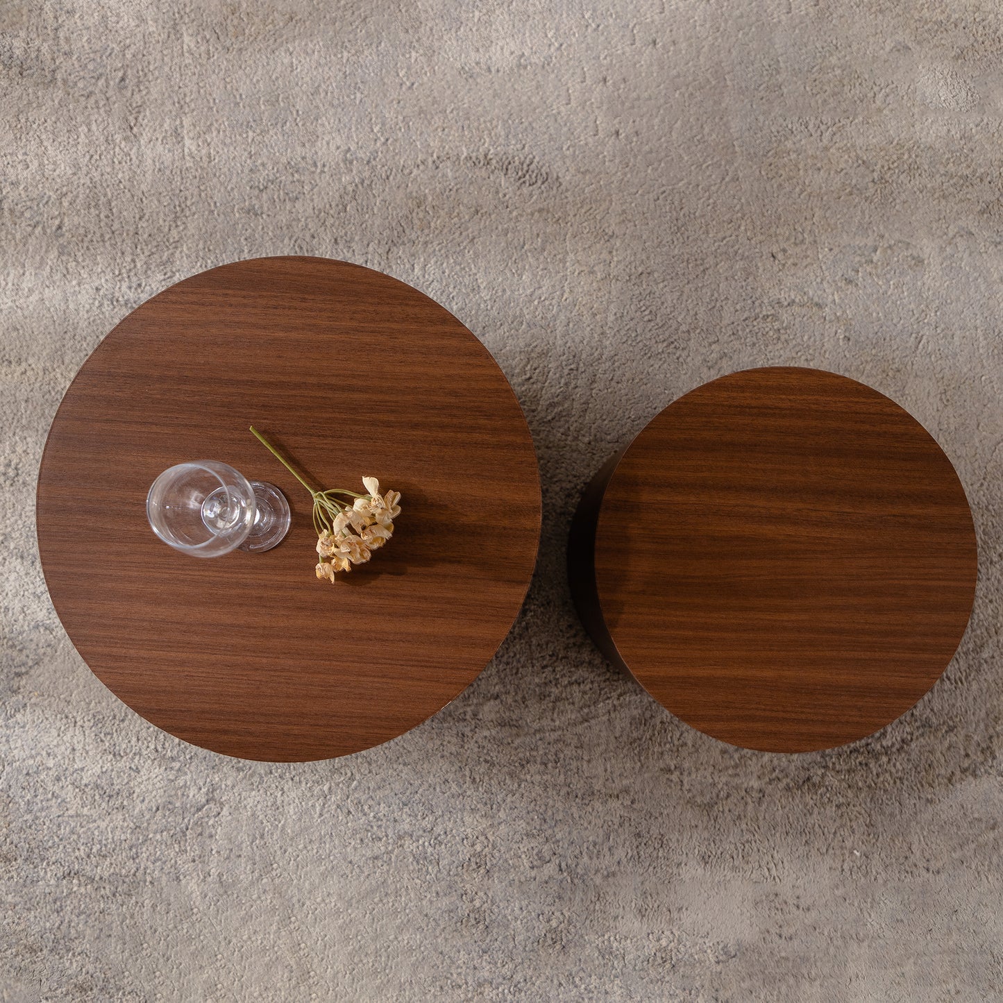 Nesting Coffee Table Set Of 2 Round Wooden Coffee Tables Circle Modern Table For Small Space Living Room Bedroom Accent End Side Table