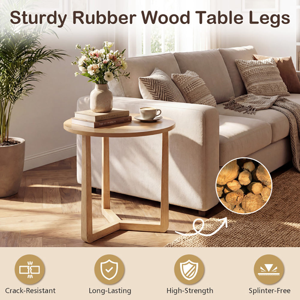 22.5 Inch Round Side Table Farmhouse End Table With Sturdy Rubber Wood Legs And Triangular Structure For Multiple Settings Including Living Rooms, Bedrooms And Reception Rooms