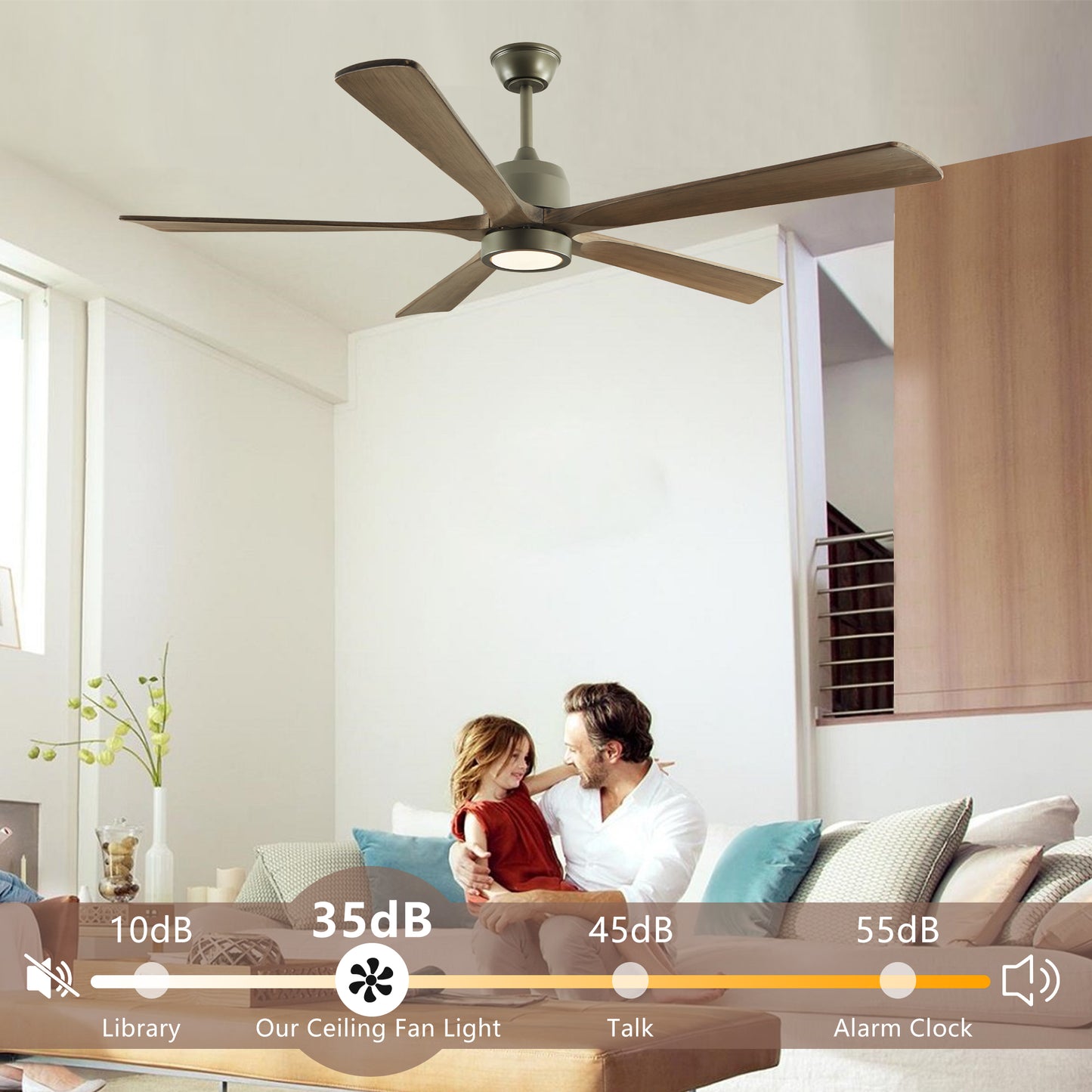 60  Modern Wood Ceiling Fan With Light And Remote Control,6-Speed Noiseless Reversible DC Motor, Ceiling Fan For Kitchen Dinning Living Room