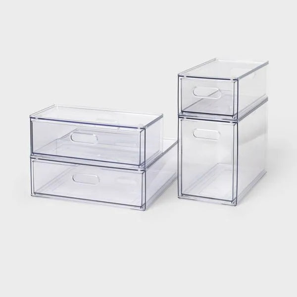 Large All Purpose Full Depth Drawer Organizer, Clear Plastic Storage Tray