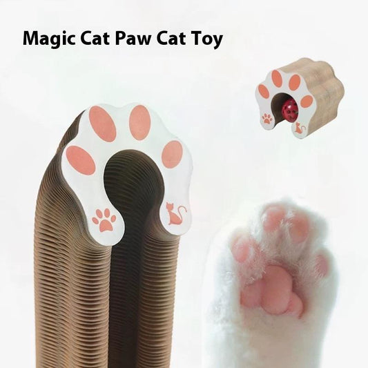 One-piece Cat Scratching Post, Accordion-style Folding Design, Wood Grain, Anti-scratch, Wear-resistant, Interactive Cat Toy.