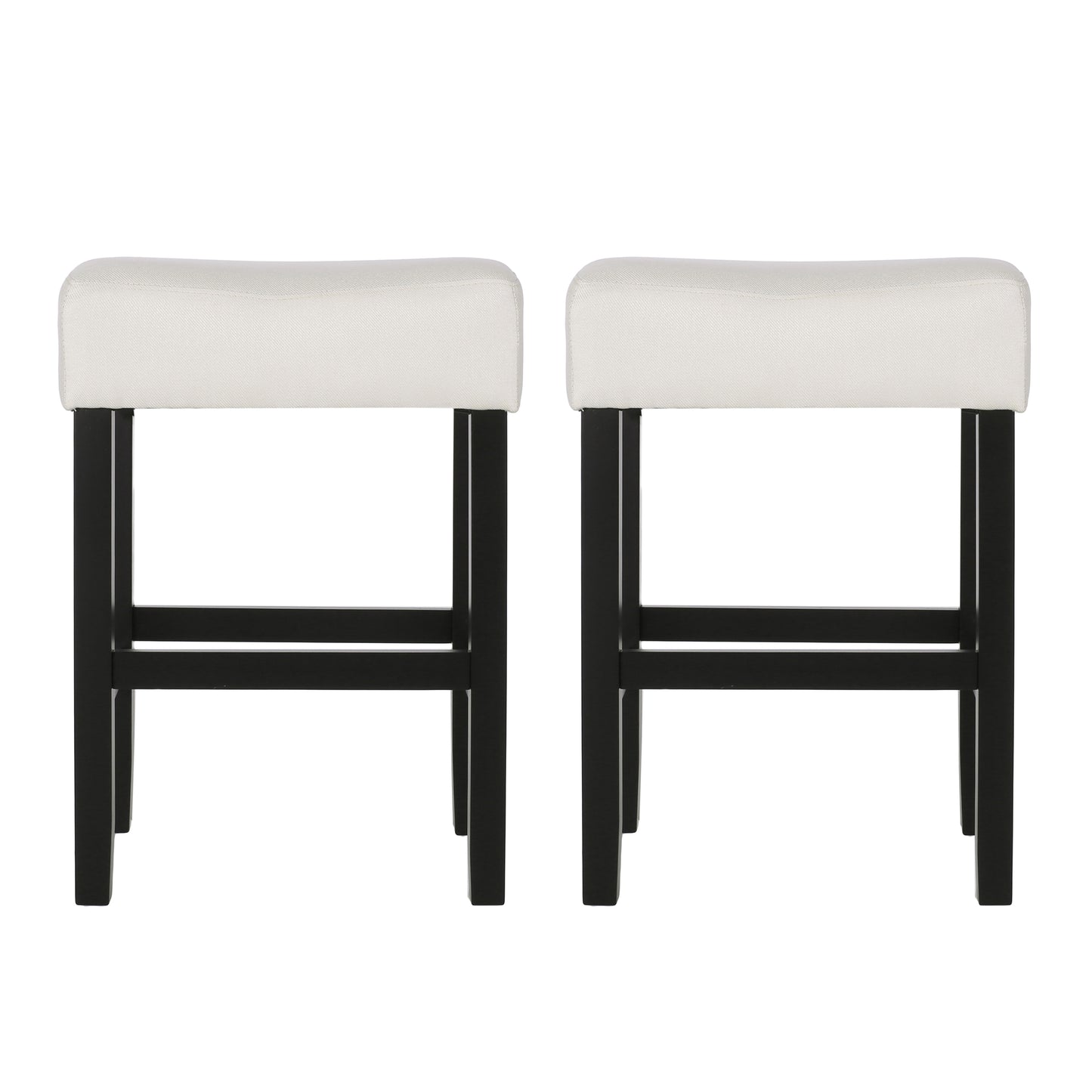 Set Of 2, 26.75 Backless Fabric Counter Height Barstool,  Beige