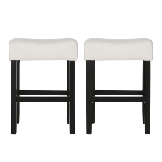 Set Of 2, 26.75 Backless Fabric Counter Height Barstool,  Beige
