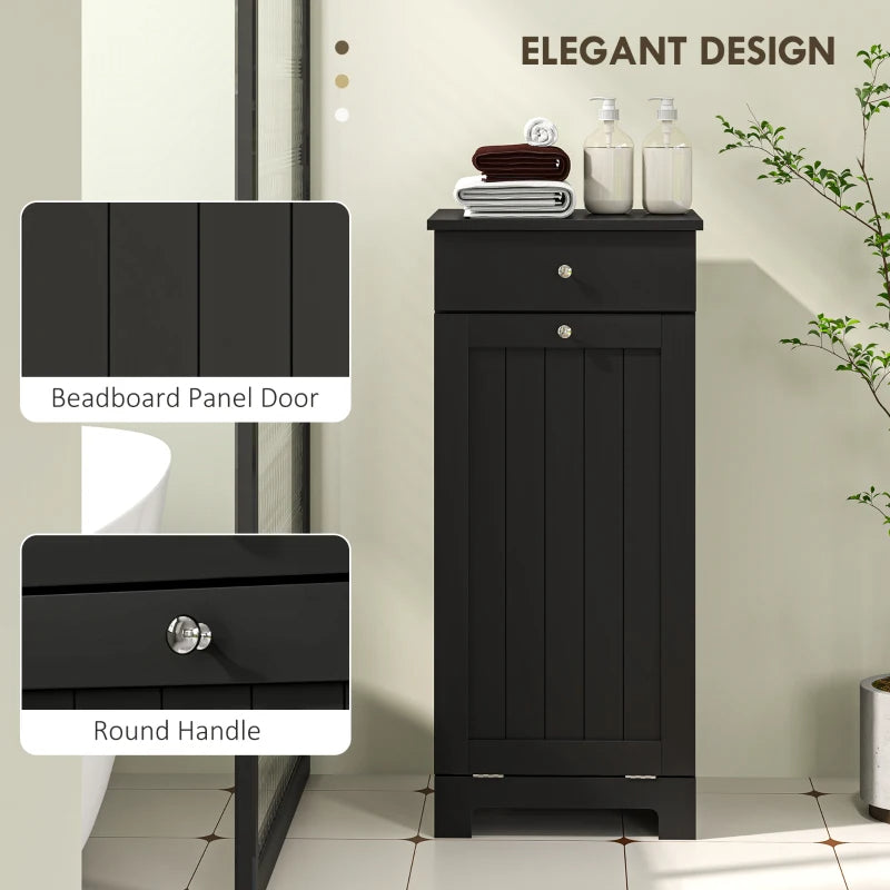 Laundry Hamper Cabinet, Laundry Cabinet With Tilt Out Laundry Basket And Drawer, Black