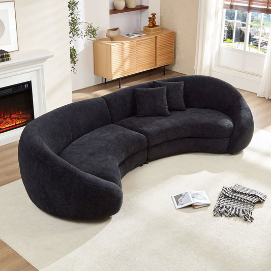 125.98  Modern Curved Sofa With Elegant Love Heart Design For Living Room BLACK