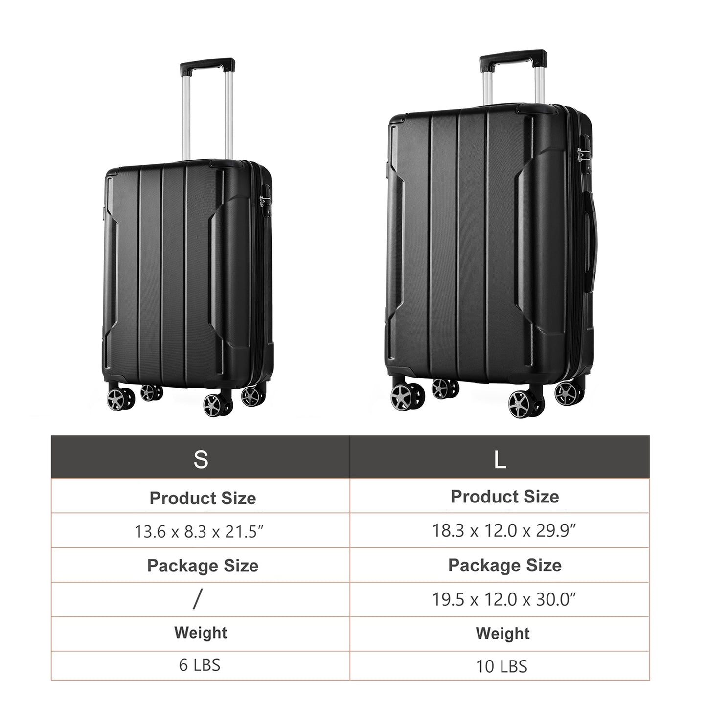 Hardshell ABS Luggage Sets 2 Piece Suitcase Set Expandable With TSA Lock Spinner Wheels For Men Women