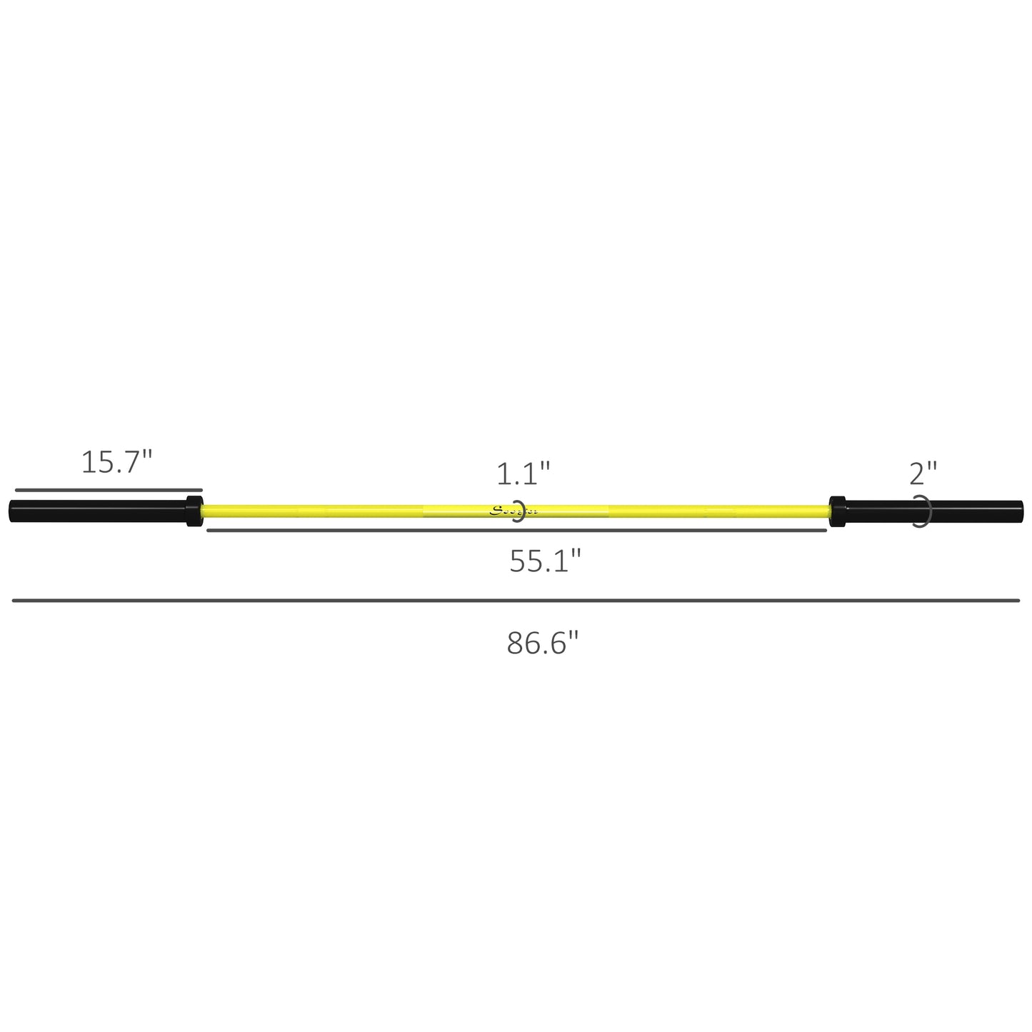 7.2ft Weight Bar, Olympic Bar With Rotating Sleeves, Non-Slip Knurling Grip, 1500lbs Weight Capacity, Yellow