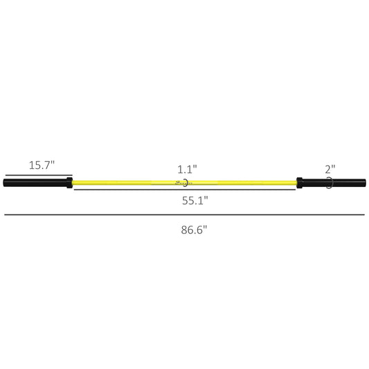 7.2ft Weight Bar, Olympic Bar With Rotating Sleeves, Non-Slip Knurling Grip, 1500lbs Weight Capacity, Yellow