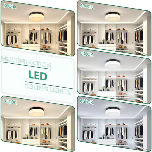 12 Inch LED Ceiling Light, 24W Flush Mount Ceiling Light,Round Low Profile Ceiling Lights For Bedroom, Living Room, Dining Room Black