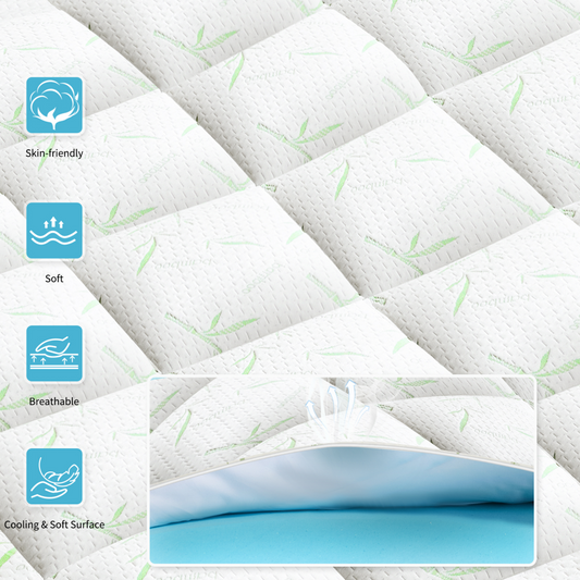 Double Layer With Gel Memory Foam & 2 Inch Cool Pillow Top For Back Pain Relief, Medium Firm