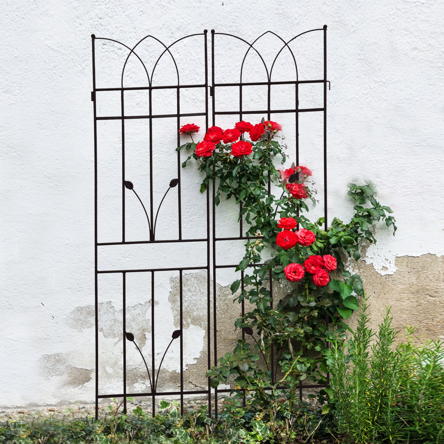 4 Pack Metal Garden Trellis 71  X 17.7  Rustproof Trellis For Climbing Plants Outdoor Flower Support Black