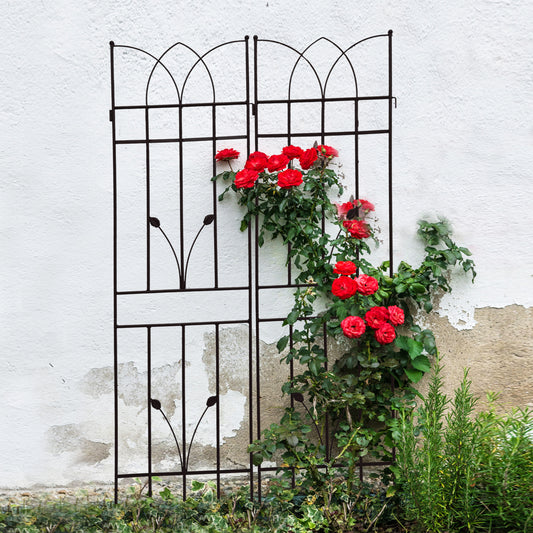 4 Pack Metal Garden Trellis 71  X 17.7  Rustproof Trellis For Climbing Plants Outdoor Flower Support Black