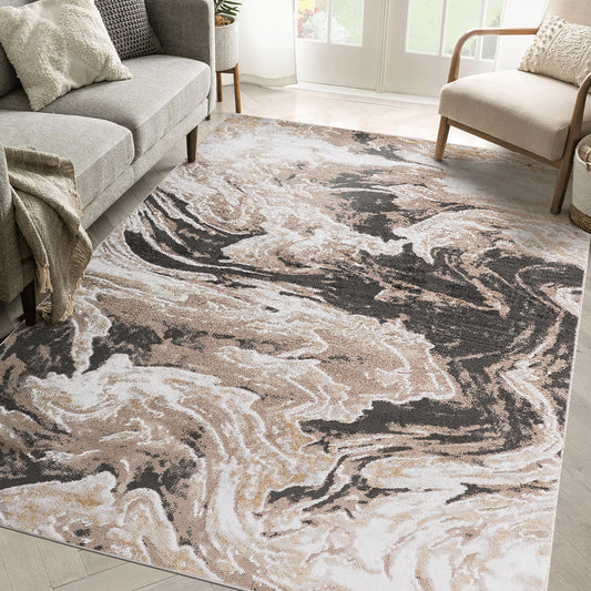 PAYAS   5X7 L.Brown  Abstract Area Rug