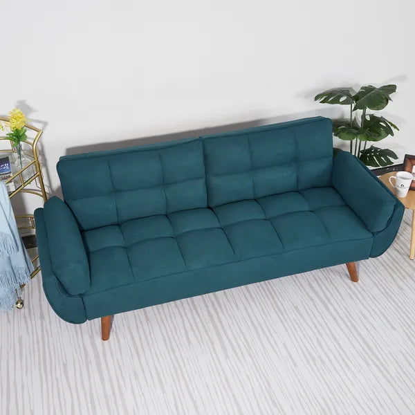 75' Flared Arm Convertible Sleeper Sofa-Green