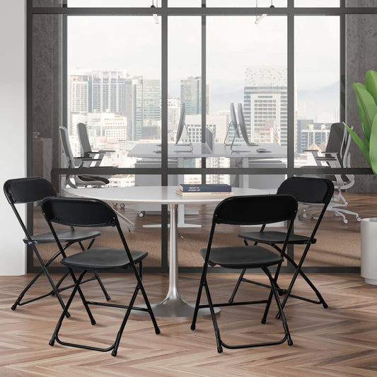 4 Pieces Black Injection-molded Classic Style Courtyard Plastic Folding Chairs