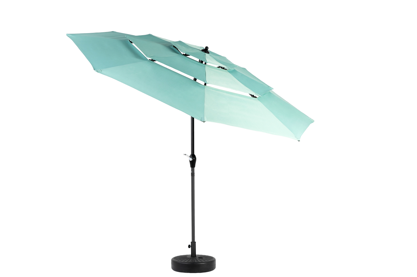 Aluminium 10ft 3 Tier Auto-tilt Umbrella ,Outdoor Patio Umbrella - Market Table Pool Deck Umbrella Base Not Included   Light Green