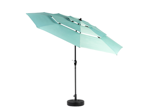 Aluminium 10ft 3 Tier Auto-tilt Umbrella ,Outdoor Patio Umbrella - Market Table Pool Deck Umbrella Base Not Included   Light Green