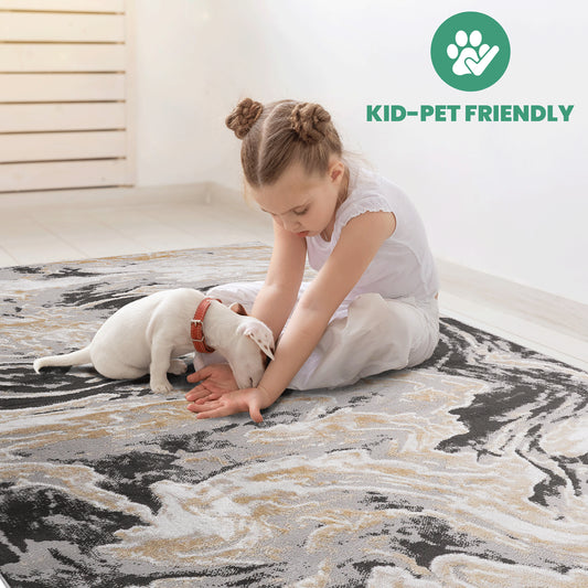 PAYAS 2X8 Grey  Abstract Runner Rug