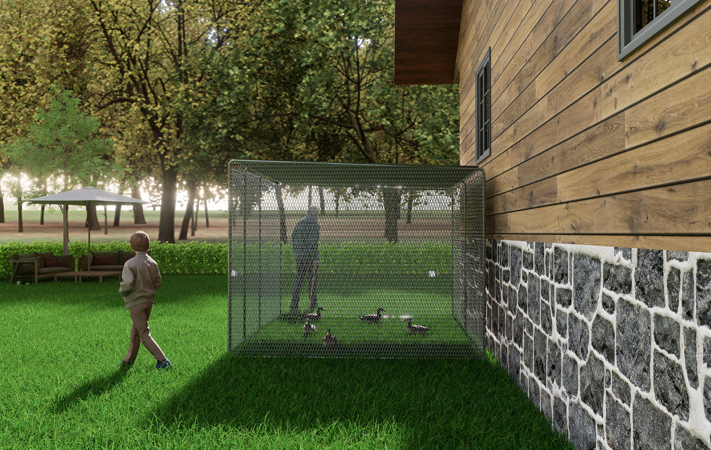 Chicken Coop 9.8x6.5x6.5FT Chicken Run Pen For Yard . It Can Also Be Used As A Large Bird Cage Or A Cat House And Other Pet Cages. Outdoor Bird Aviary Parrot Cage Without Perch.The Net Is Green .