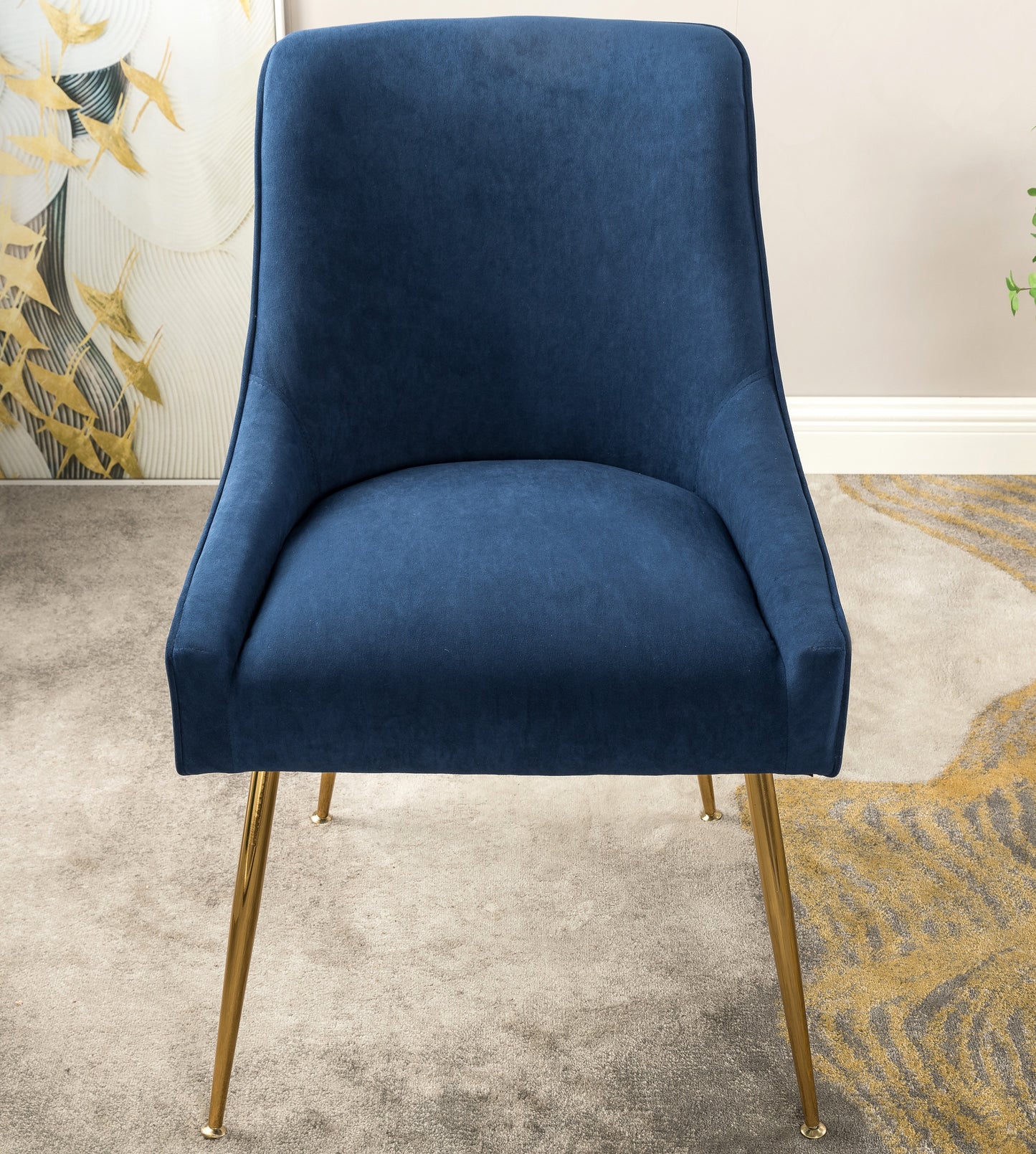 Velvet Dining Chair With Gold Legs, Modern Upholstered Accent Chair, Comfy Side Chair For Kitchen Living Room
