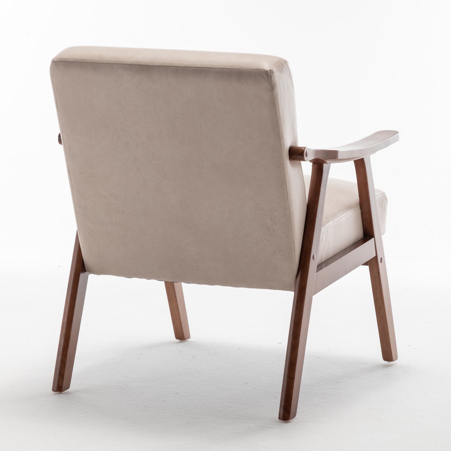 Accent Chair With Microfiber Upholstery And Solid Wood Frame, Classic Mid-Century Modern Living Room Furniture For Extra Seating, Light Camel