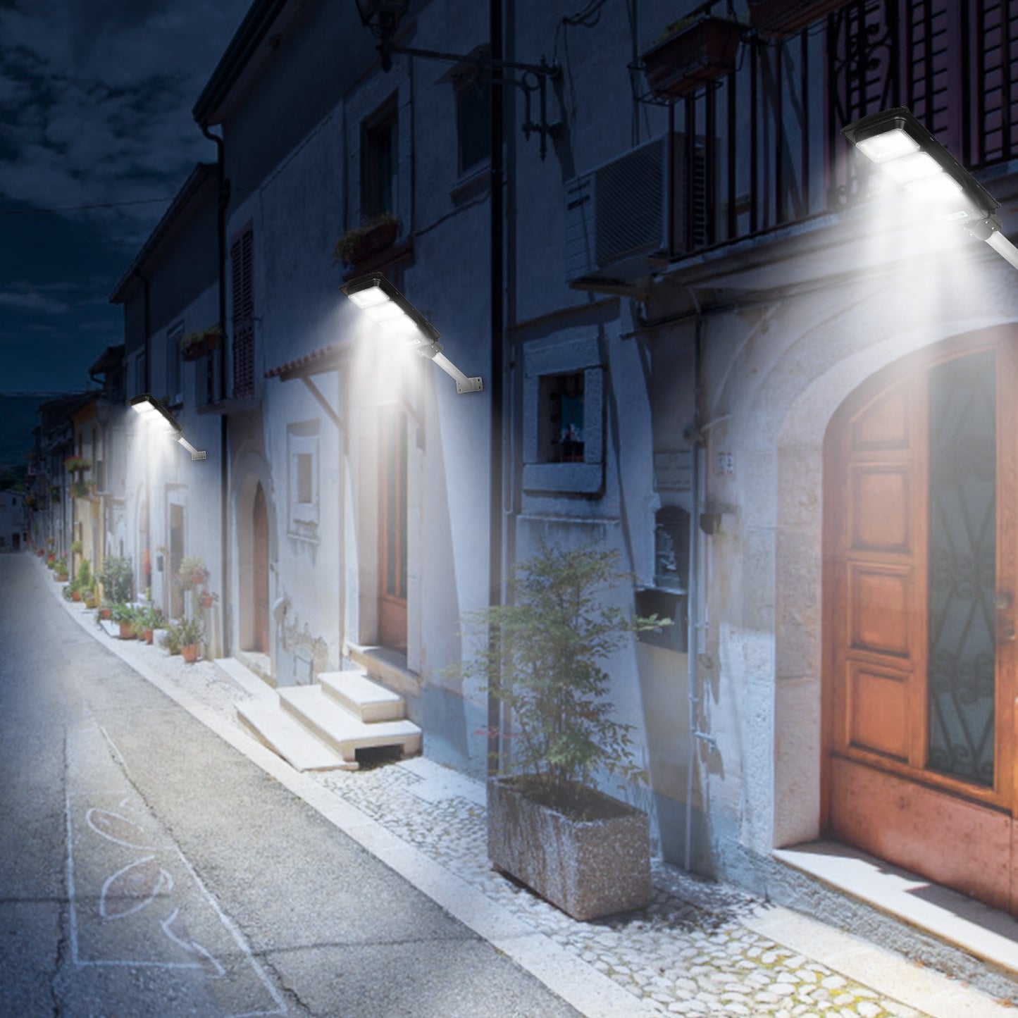 Solar Street Path Light Outdoor 180LEDs Sensor Remote Control Wireless Lamps IP65 Waterproof Lighting For Garage Front Door Garden Pathway