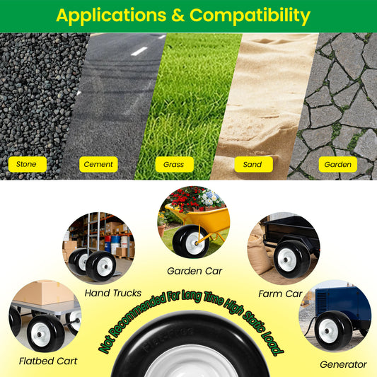 Set Of 2  11x6.00-5 Smooth Tire And Wheel,  11x6-5 Solid Rubbe Riding Lawn Mower Tire With Rim, 3 4  Bearing, 5.8  Centered Hub, Smooth Tread Solid Tire For Zero Turn Mowers