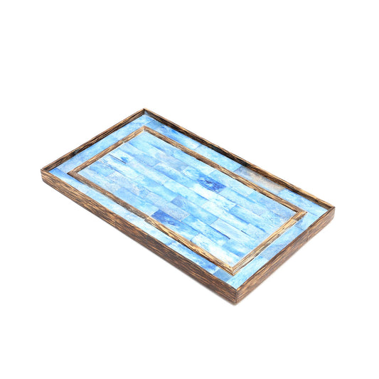Ribaldi Handmade Bone Inlaid Wooden Tray Decor & Serving Tray - 12X7.25X0.8