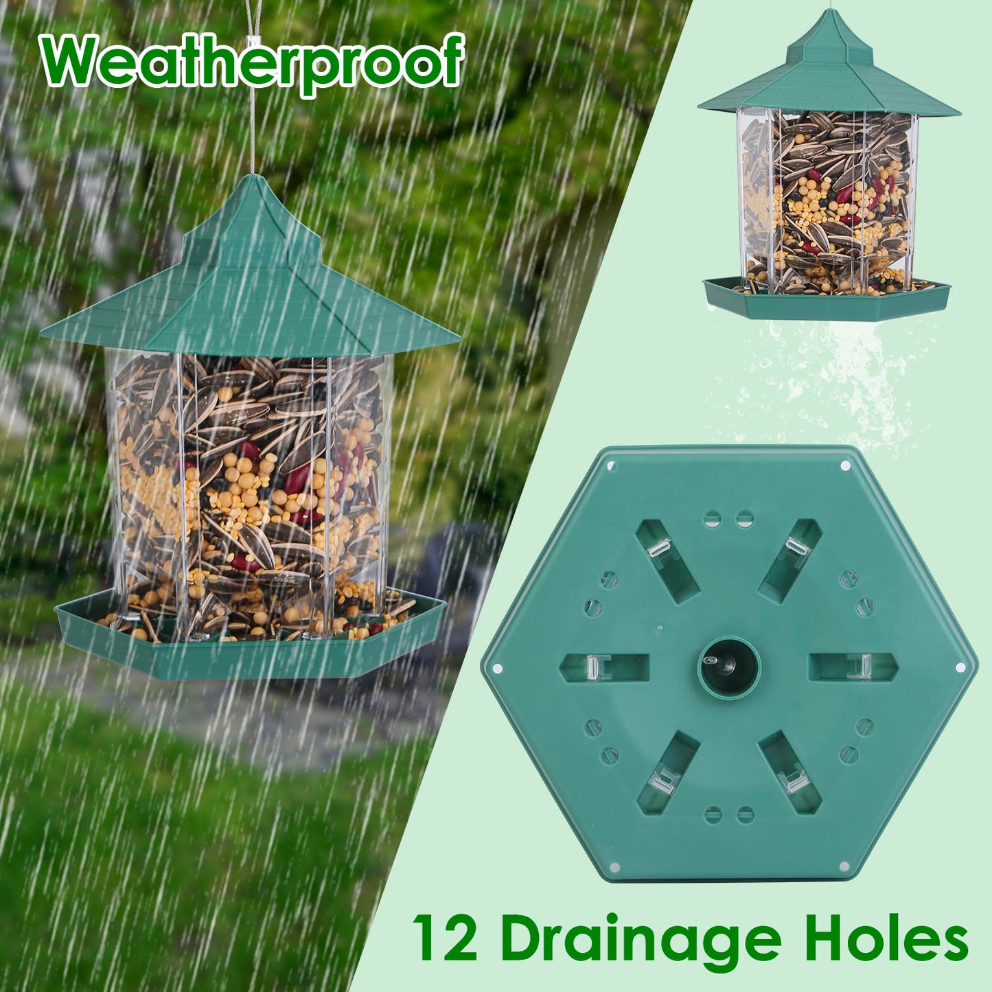 1Pc Hanging Gazebo Wild Bird Feeder Outdoor Bird Seed Station With Large Capacity 6 Feeder Interface For Garden Patio Park Weatherproof Easy To Refill