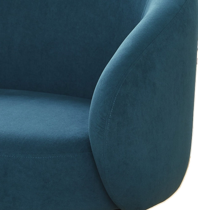 Mid-Century Modern Velvet Accent Chair, Upholstered Barrel Armchair With Metal Legs, Comfy Single Sofa Chair For Living Room Bedroom