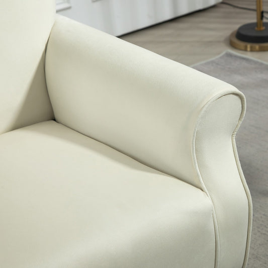 Mid-Century Modern Wingback Accent Chair, Upholstered Fabric Armchair With Sturdy Wood Legs, High-Back Padded Club Chair For Living Room Bedroom Office