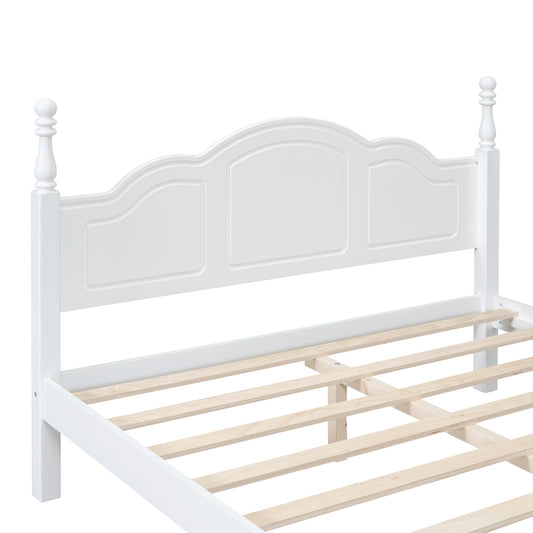 3-Pieces Bedroom Sets,Queen Size Wood Platform Bed  And Two Nightstands-White