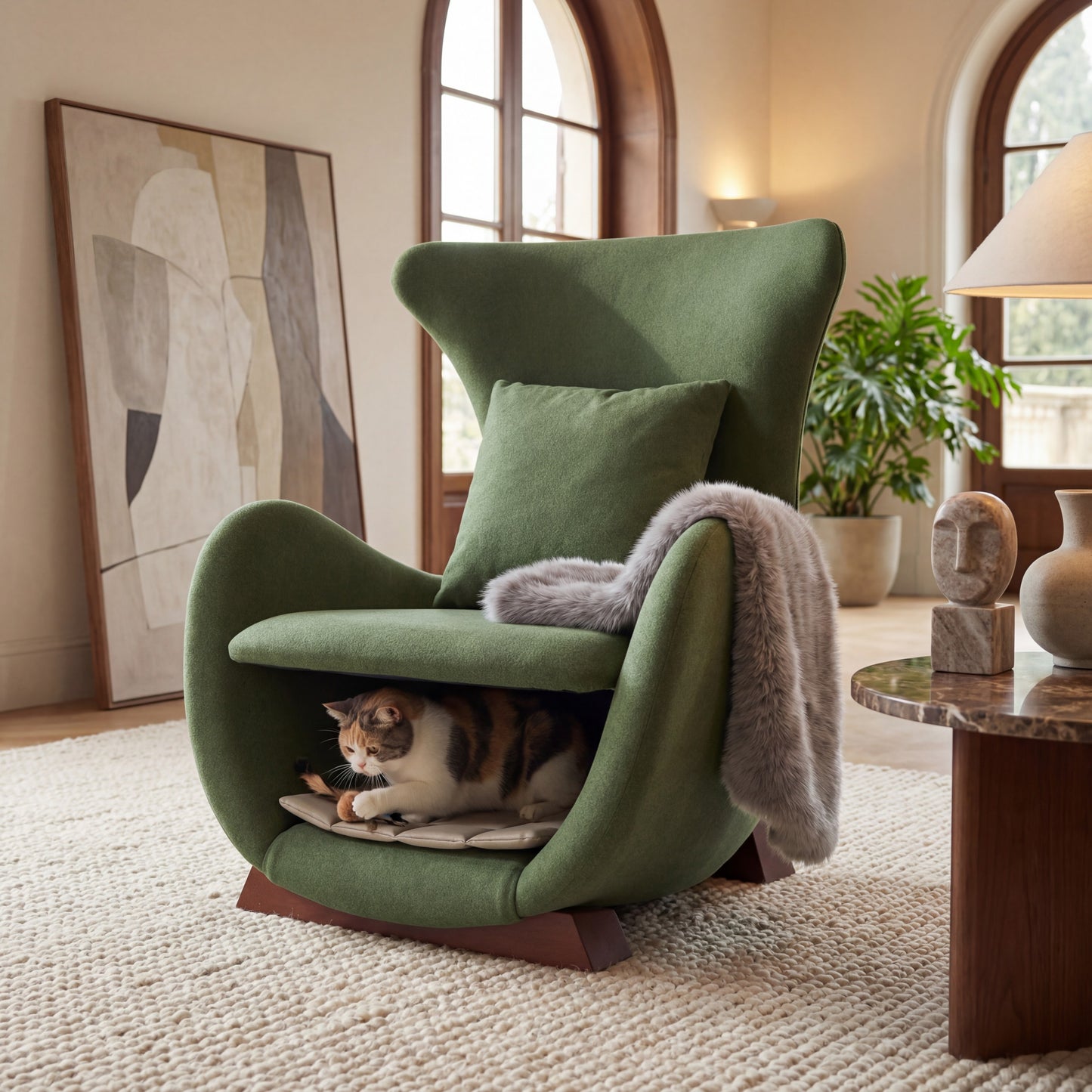Modern Green Polyester Accent Chair With Pet Storage Space - 330 Lbs Capacity, Living Room Lounge Chair, Stylish & Durable Design