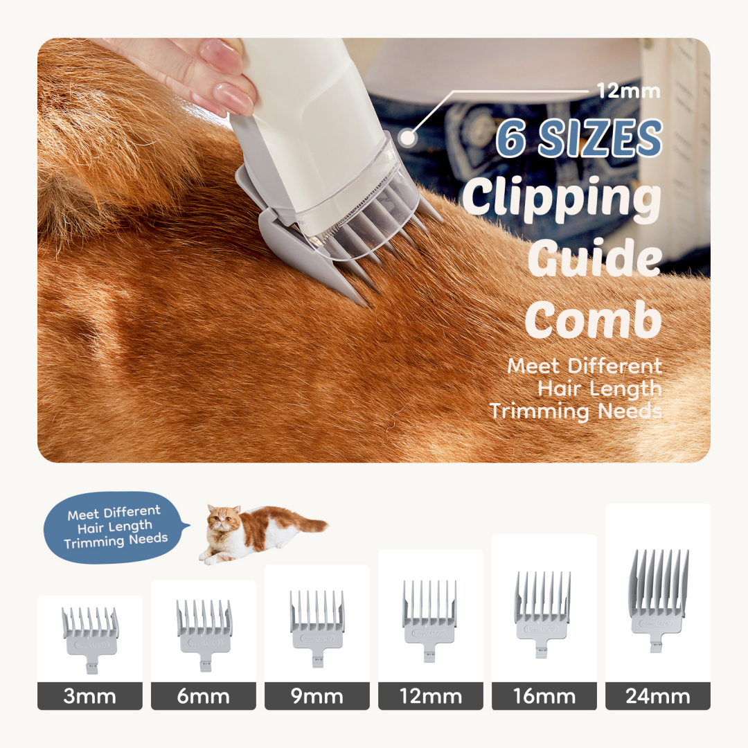 Professional Dog Grooming Clippers With 2.5L Cup, 3 Suction Modes, Cordless Clippers, 5 Groomer Tools, Low Noise Pet Hair Trimmer For