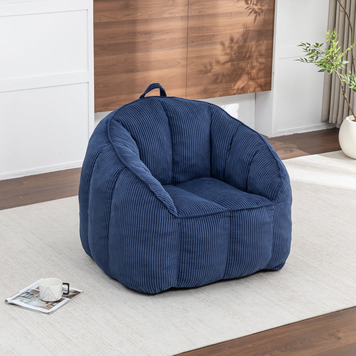 Giant Bean Bag Chair Sofa For Adults Teens, Comfy Corduroy Large Bean Bag Chairs With Armrests For Bedroom Living Room,  BeanBag Lazy Sofa Couch Chairs With Filler Included