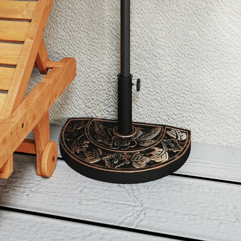 20lbs Half Round Patio Umbrella Base Outdoor Decorative Resin Parasol Stand Holder ForPole, For Lawn, Deck, Backyard, Garden, Bronze