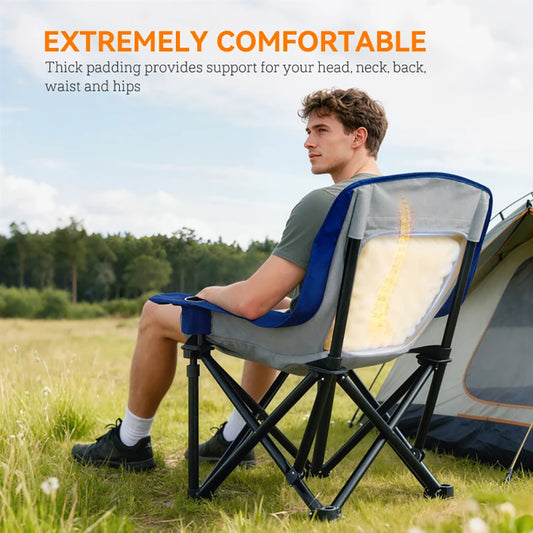 Camping Chair Tear-resistant Oxford Fabric For Adults Robust Metal, Portable Folding Camping Chair With Side Pockets, Cup Holders, Carry Bag